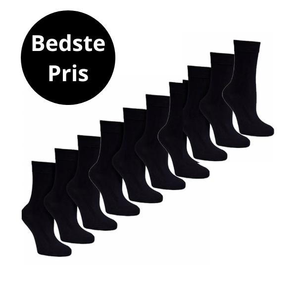 10 par bambussokker - Sort/Grå/Blå/Hvit